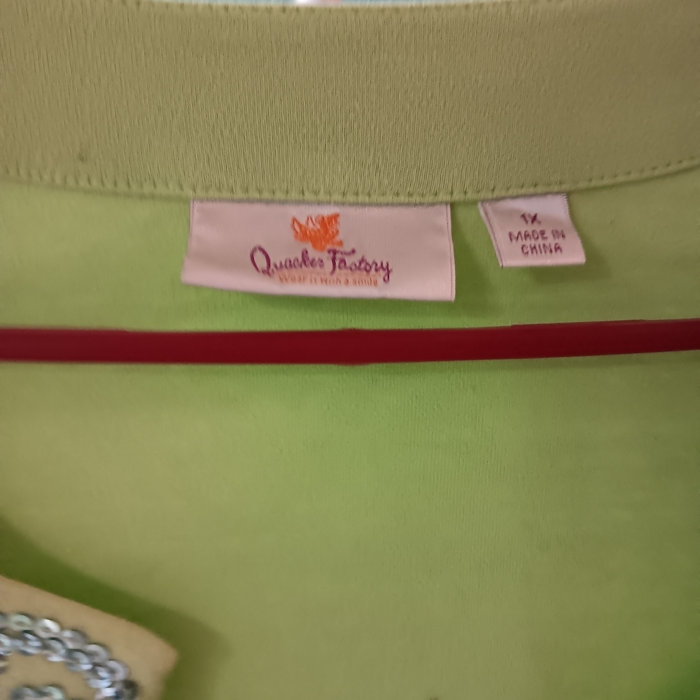 2 Piece Quacker Factory Light Green Embellished Blouse With Matching Carnigan - Picture 2 of 3